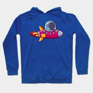 Cute Astronaut Driving Rocket Ship Cartoon Hoodie